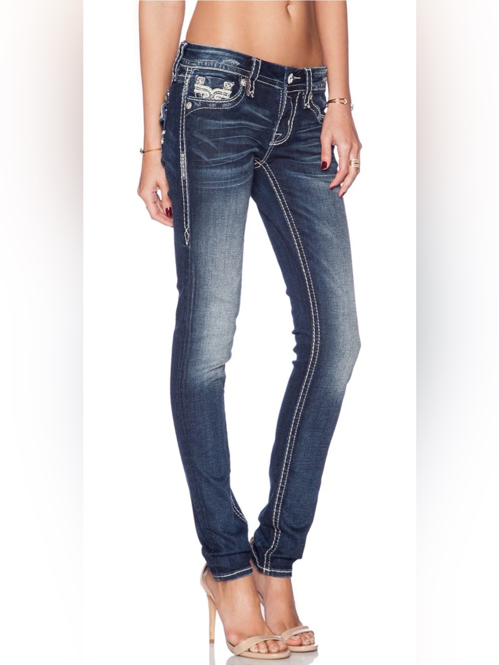 Buckle Rock Revival Festival Skinny Jeans Kyla Cowgirl Rodeo Med Stone Washed 25